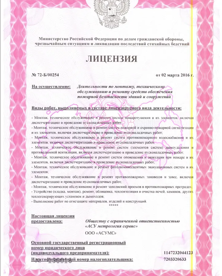Лицензия МЧС России