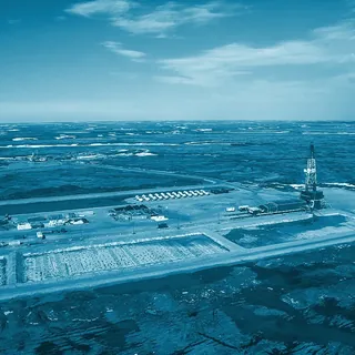 Кустовая площадка Новопортовского месторождения с высоты